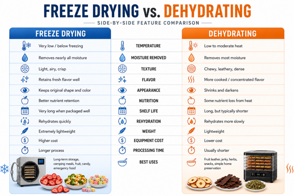  side by side comparison freeze drying vs dehydration